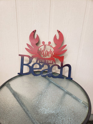 Crab Ombre Welcome to Beach Sign Wood Decor