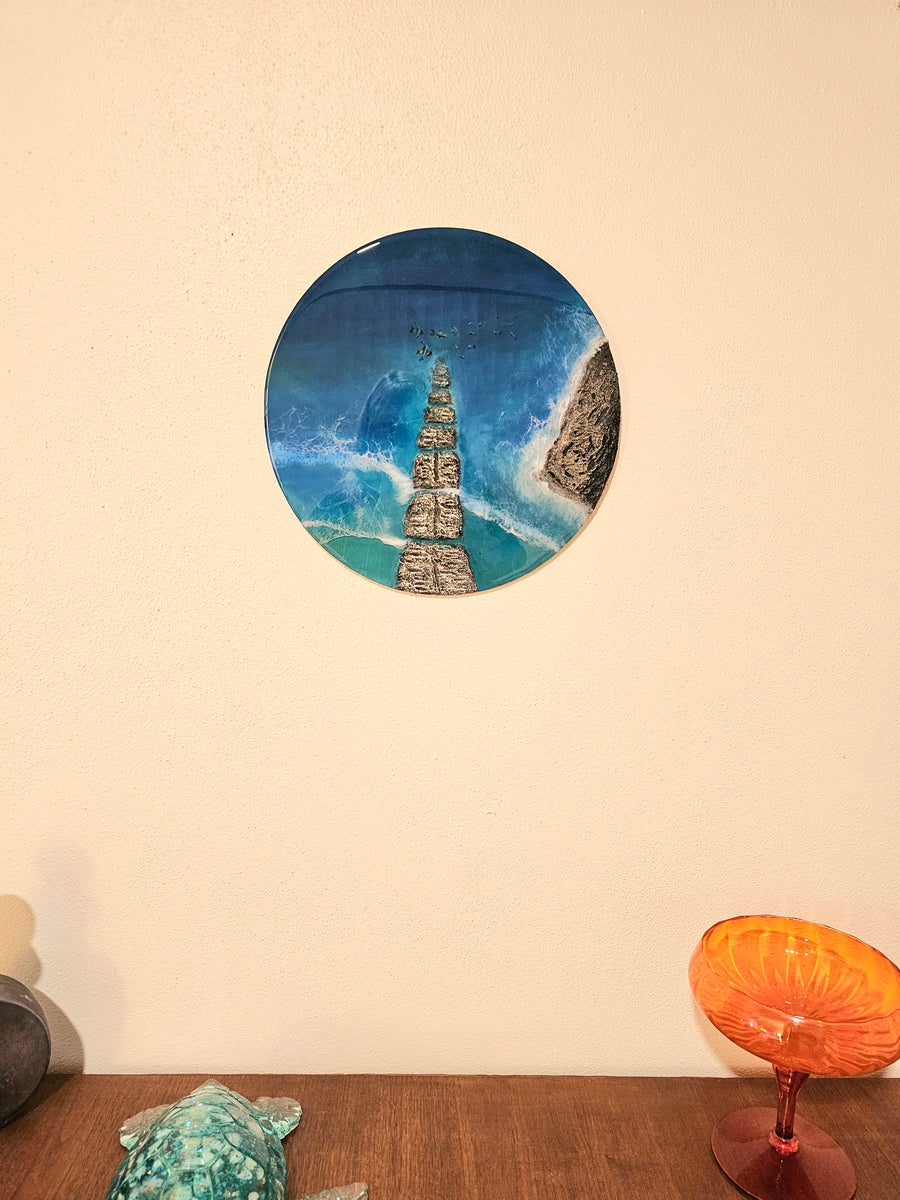 Pathway to the Sea Tropical Water Resin Beach Round Wall Decoration