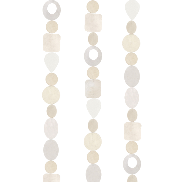 Capiz shell strand wind chimes, single strand 72" in pearly natural whites and creams.