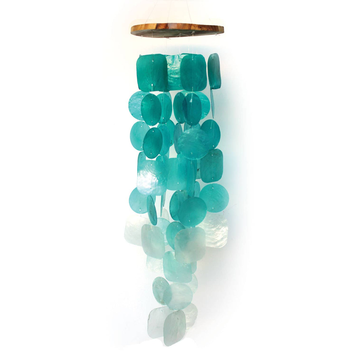 Turquoise Capiz Shell Wind Chimes Indoor or Outdoor