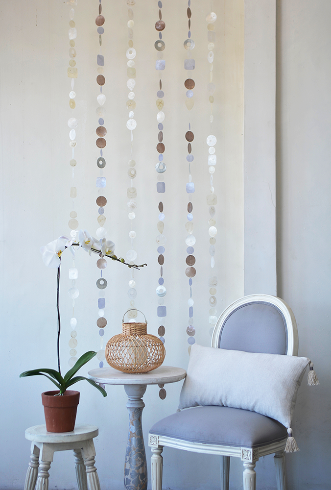 Capiz Shell Strand Silvery Blues and Browns