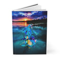 Load image into Gallery viewer, Gorgeous mermaid abstracting into a serene lake at sunset, showcasing the beauty of handmade resin on wood art.
