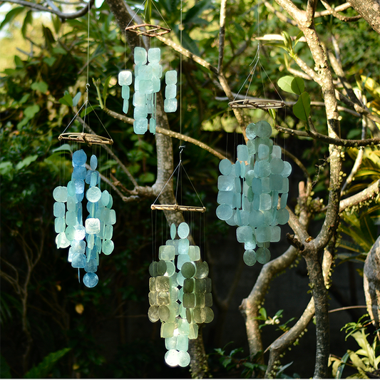 Cascading 19.5" Pastel Capiz Shell Wind Chimes Wisteria Patio Decoration