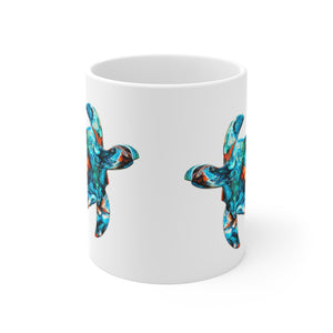 Teal Blues and Orange Sea Turtle Art Printed White Ceramic Mug 11oz DW safe
