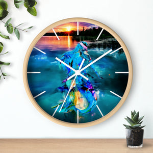 Printed Mermaid at Sunset Water Wall Clock