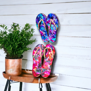 Handcrafted Pair Resin Flip Flops Beach Wall Decorations