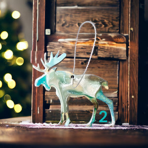 Woodlands Resin and Wood Standing Moose Ornaments