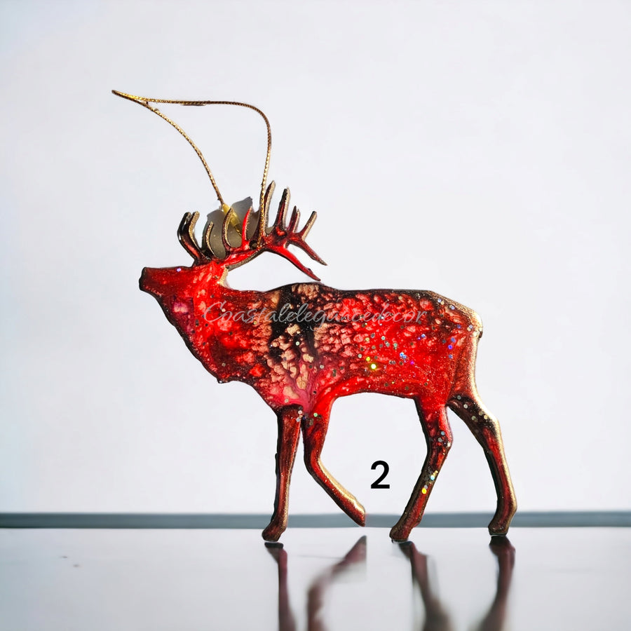 Nature Themed Standing Elk Wood and Resin Ornaments