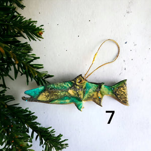 NW Salmon Fish Christmas Resin and Wood Ornament