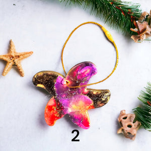 Starfish Christmas Resin and Wood Ornament