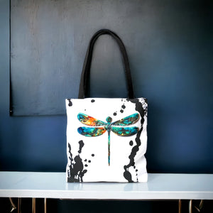 Original Art Dragonfly with Ink Drips Tote Bag Printed 2 sizes