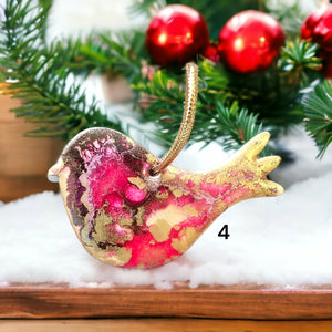 Handmade Little Bird Resin and Wood Ornament