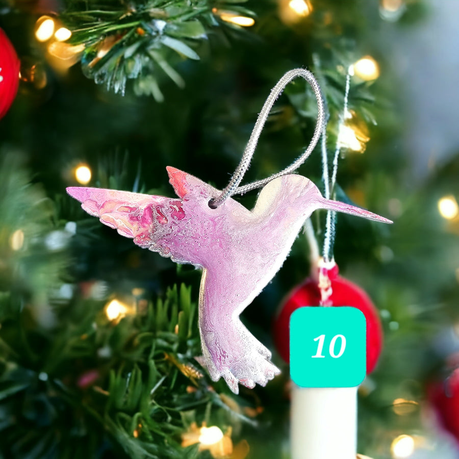 Classy Hummingbird Resin on Wood Christmas Ornament