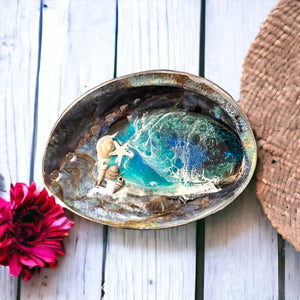 Large Pink Abalone Seashell Resin Trinket Dish - Coastal Elegance Decor