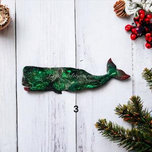 Ocean Sperm Whale Christmas Ornaments Handmade Multi Colors