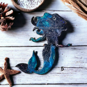 Coastal Christmas Mermaid Resin and Wood Beach Ornaments