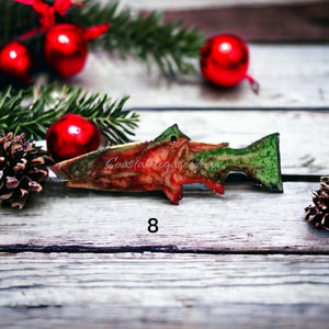 NW Salmon Fish Christmas Resin and Wood Ornament