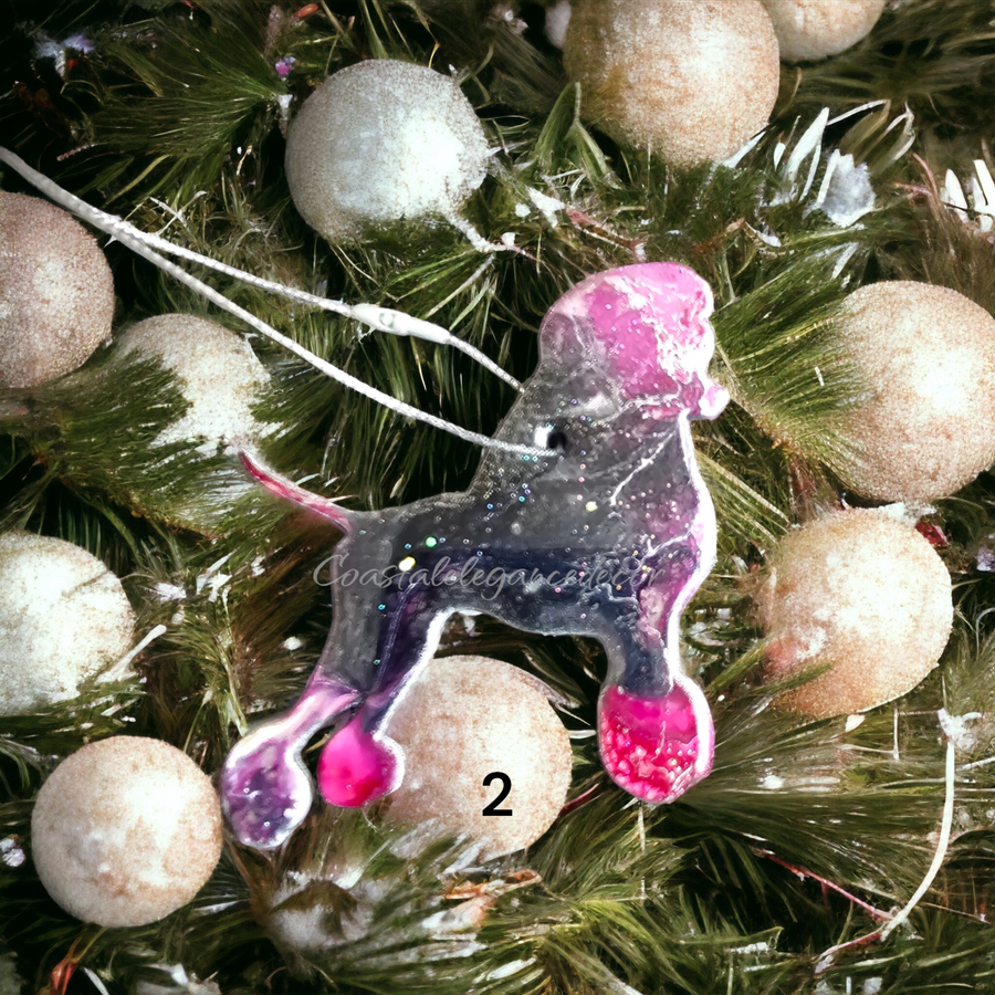 Poodle Dog Resin Christmas Ornaments