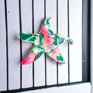 Handcrafted Wall Starfish Resin and Wood 10 Inches