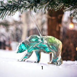 5 Inch Grizzly Bear Wood Wildlife Ornaments Handmade