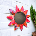 Charger l'image dans la visionneuse de la galerie, Pink Flower Resin On Wood Unique Wall Mirror
