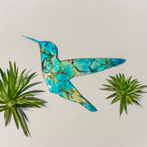 Colorful and Elegant Hummingbirds Wall Decoration Resin on Wood