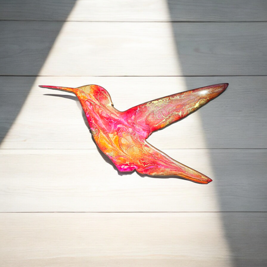 Colorful and Elegant Hummingbirds Wall Decoration Resin on Wood