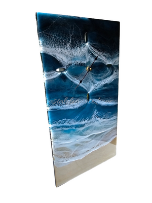 Modern Rectangle Ocean Resin Waves Wall Clock