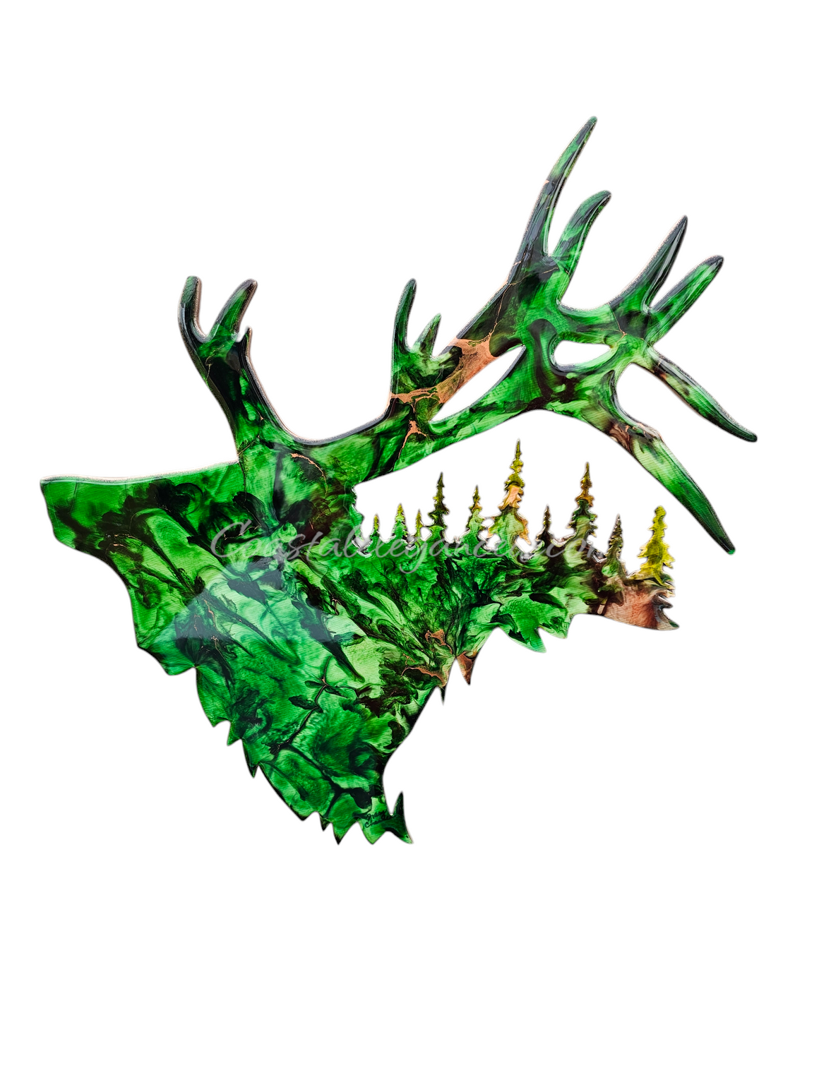 Wildlife Cabin Elk With Tree Cutouts Wood and Resin Wall Decorations 2 Colors