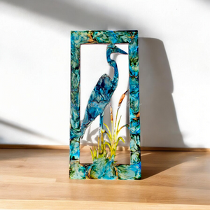 Large Blue Heron Bird Contemporary Resin Wall Art