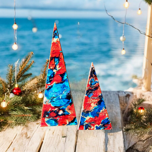 Blue and Red Contemporary Triangle Christmas Trees