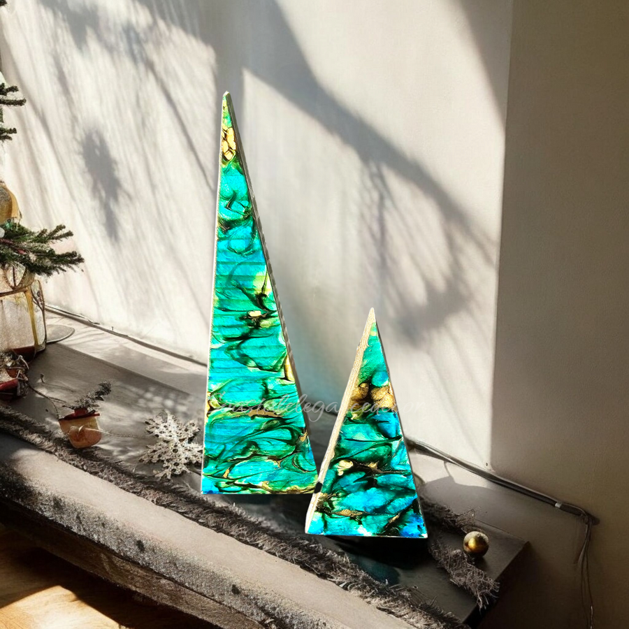 Beachy Blue Contemporary Triangle Christmas Trees