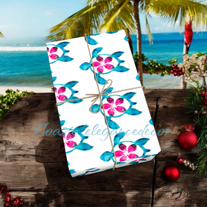 Aloha Polynesian Sea Turtle and Flower Original Art Gift Wrap Papers One of a Kind