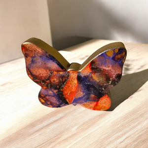 Chunky Wood Colorful Butterfly Tabletop Decoration Figurine Handmade