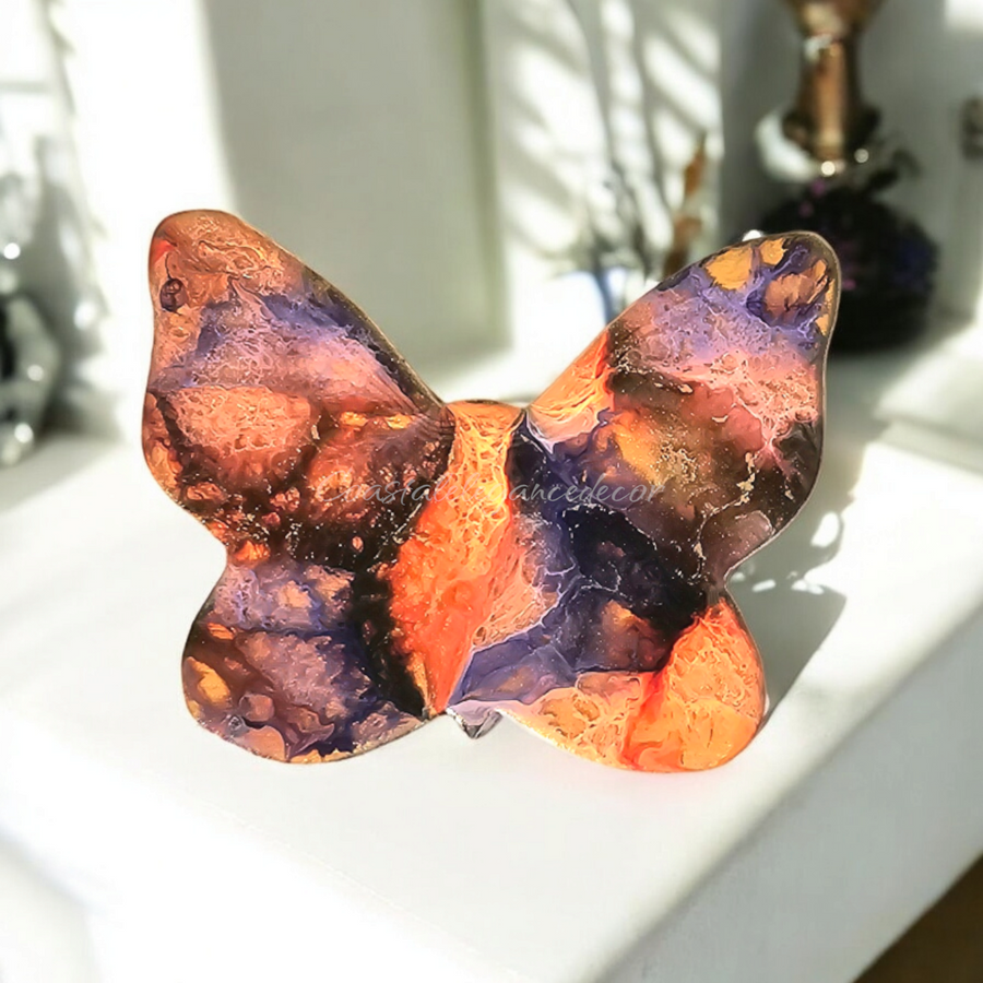 Chunky Wood Colorful Butterfly Tabletop Decoration Figurine Handmade