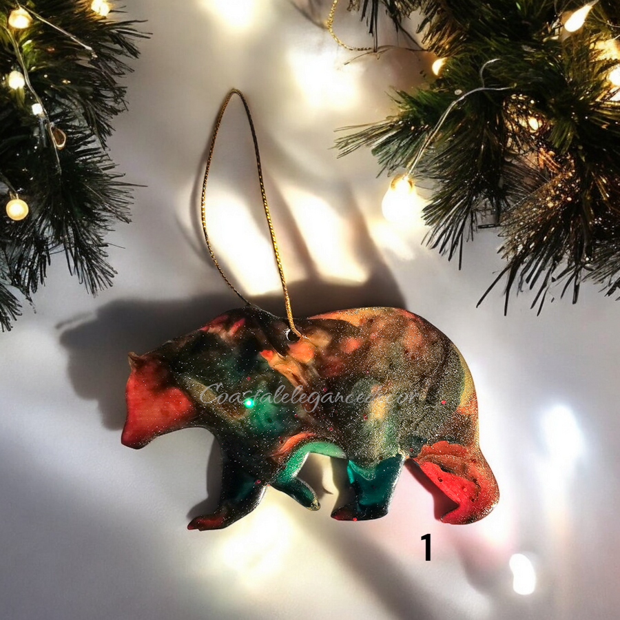 Grizzly Bear Woodland Wildlife Alaska Cabin Christmas Ornaments Handmade