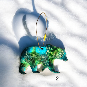 Grizzly Bear Woodland Wildlife Alaska Cabin Christmas Ornaments Handmade