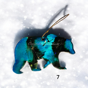 Grizzly Bear Woodland Wildlife Alaska Cabin Christmas Ornaments Handmade