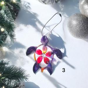 Polynesian Sea Turtle with Tropical Flower Christmas Resin and Wood Ornaments