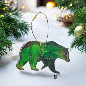 Grizzly Bear Woodland Wildlife Alaska Cabin Christmas Ornaments Handmade