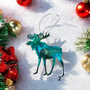 Woodlands Resin and Wood Standing Moose Ornaments