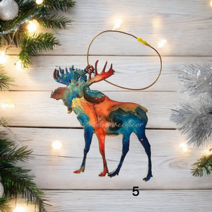 Woodlands Resin and Wood Standing Moose Ornaments