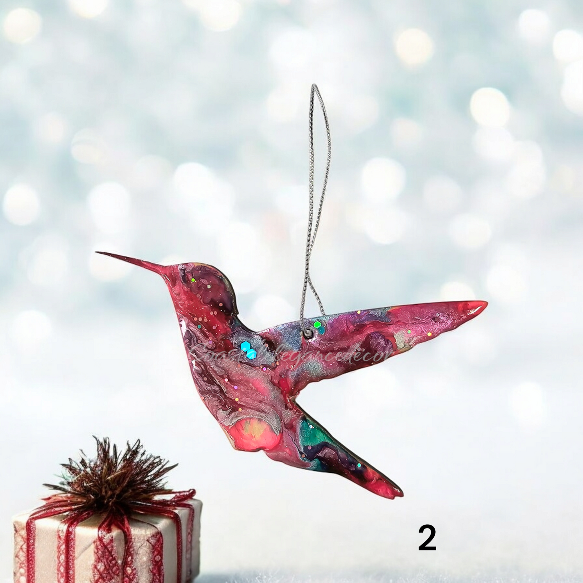 5 Inch Sparkly Hummingbird Christmas Ornaments