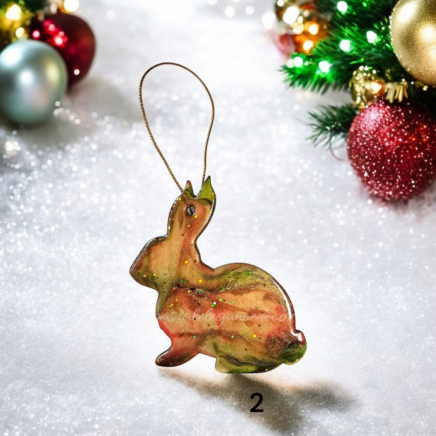 Woodlands Colorful Rabbit Handmade Christmas Ornaments