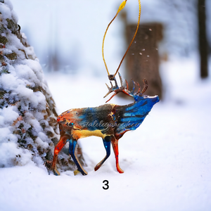 Nature Themed Standing Elk Wood and Resin Ornaments