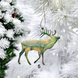 Nature Themed Standing Elk Wood and Resin Ornaments