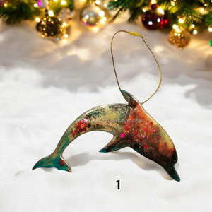 Colorful Sea Dolphin Ocean Beachy Christmas Tree Ornament