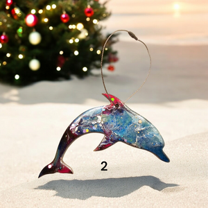 Colorful Sea Dolphin Ocean Beachy Christmas Tree Ornament