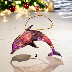 Colorful Sea Dolphin Ocean Beachy Christmas Tree Ornament