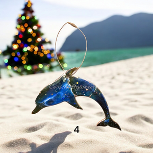 Colorful Sea Dolphin Ocean Beachy Christmas Tree Ornament